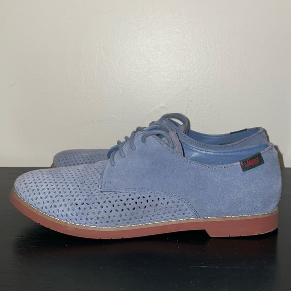 Anthropologie G.H.Bass & Co Ellis Light Blue Perforated Suede Oxford Loafer US 9 - Picture 1 of 13